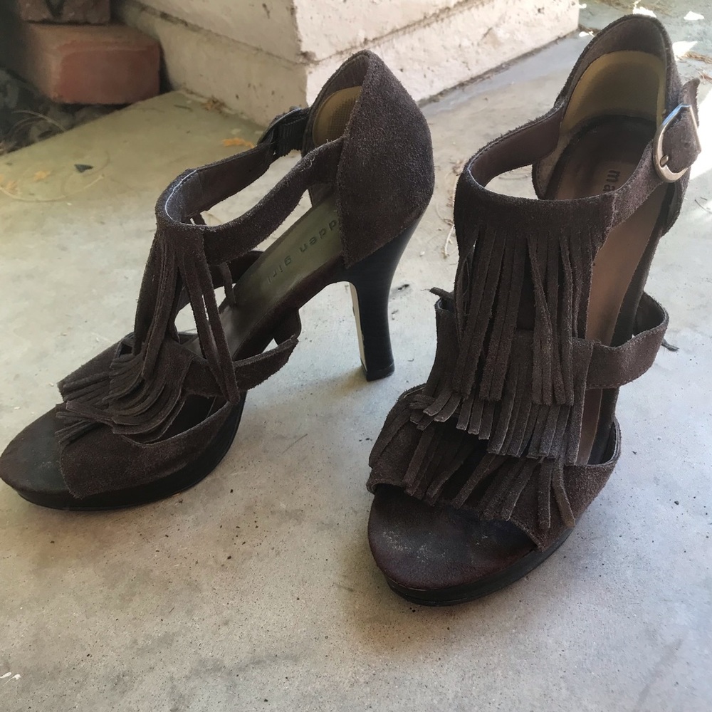 Brown Fringe Heels